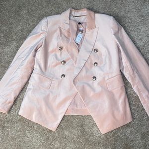 White House black market light pink blazer with silver buttons